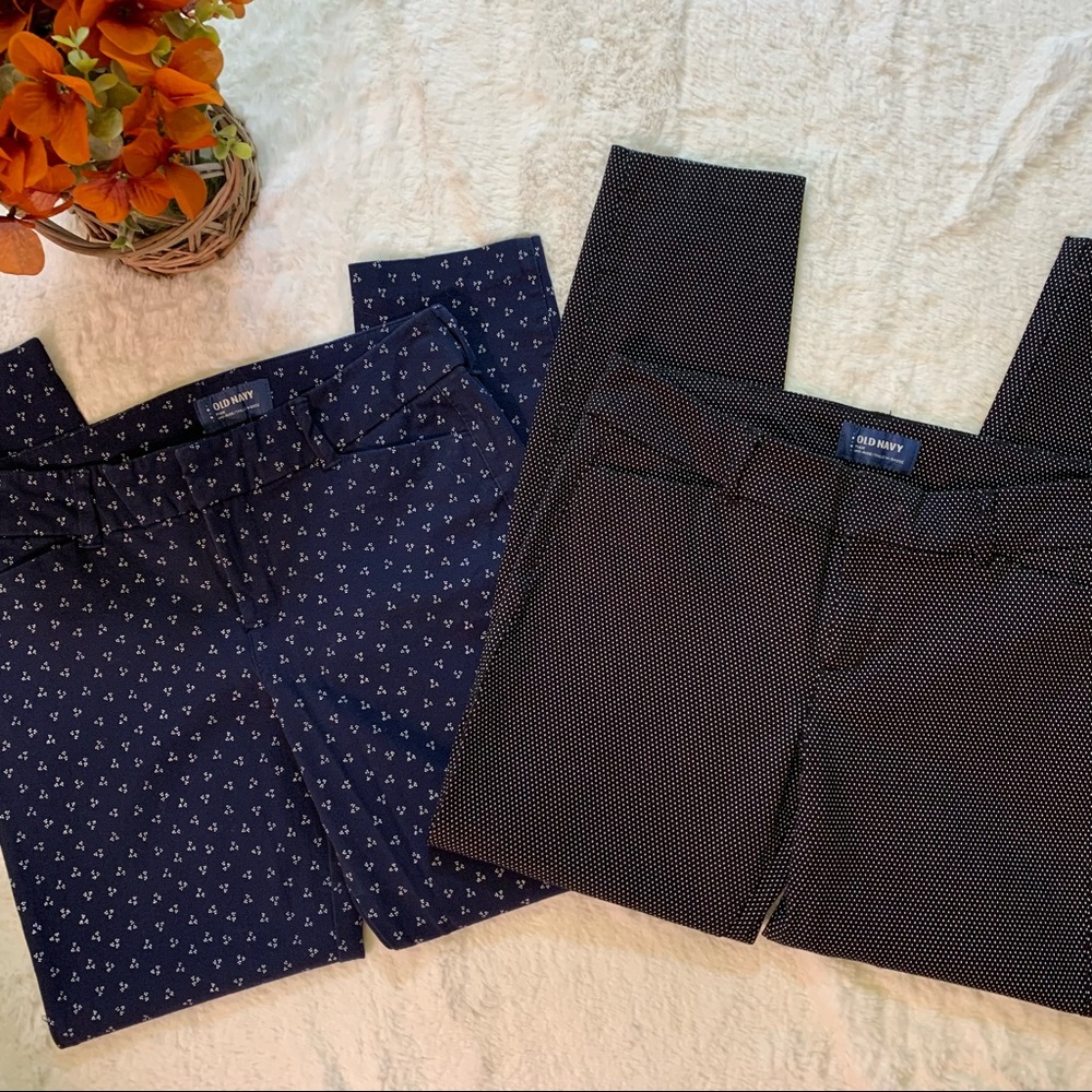 Old Navy Pixie Printed Skinny Stretch Ankle Pants 2 Pair Sz 4 Reg